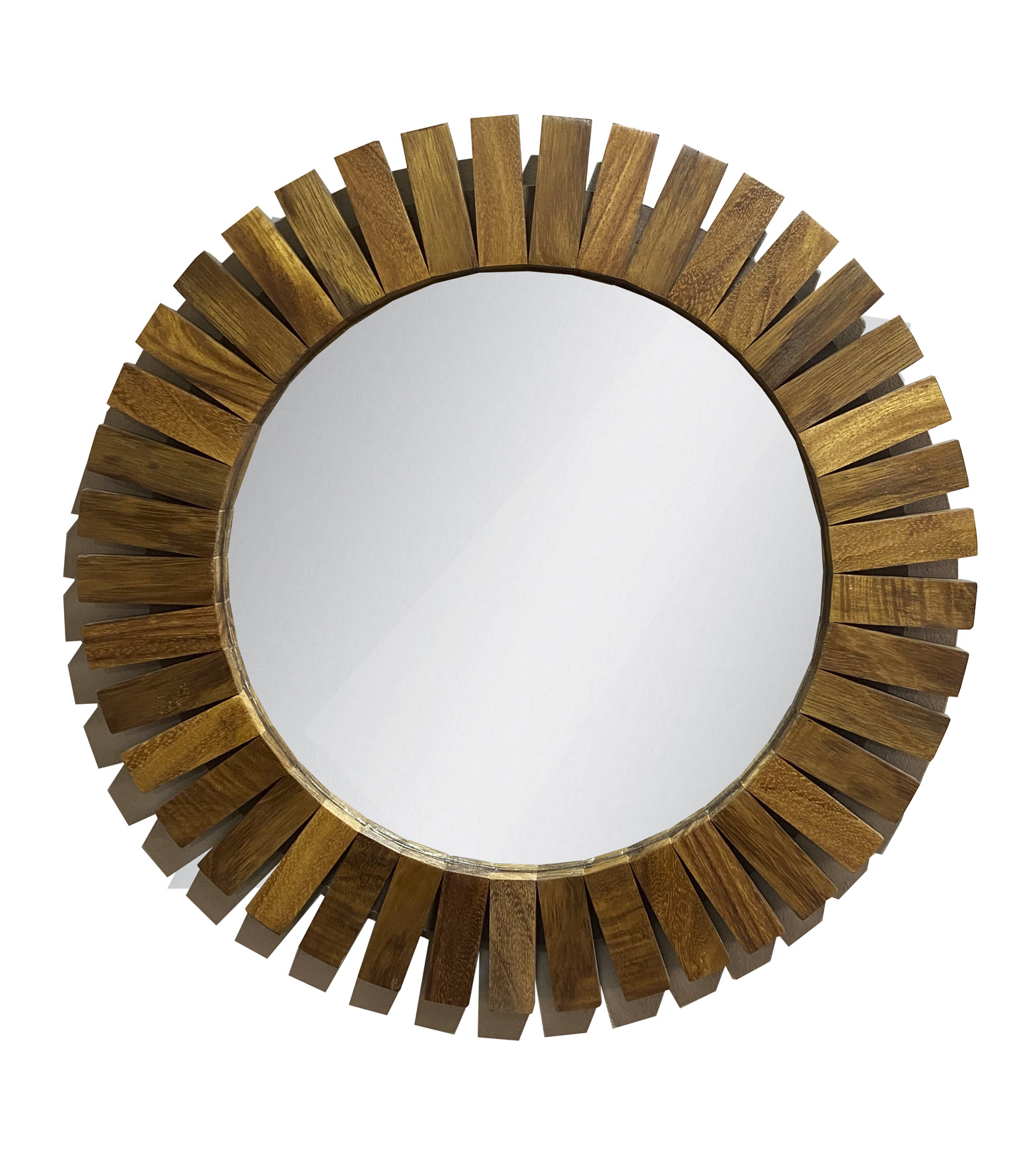 Espejo Redondo Con Marco De Madera en forma de Sol de Parota 100 cm.