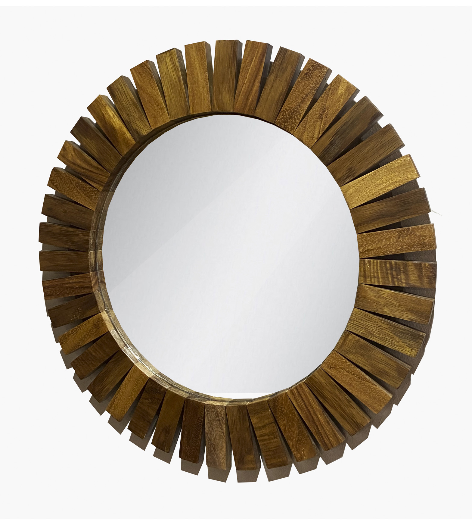 Espejo Redondo Con Marco De Madera en forma de Sol de Parota 100 cm.