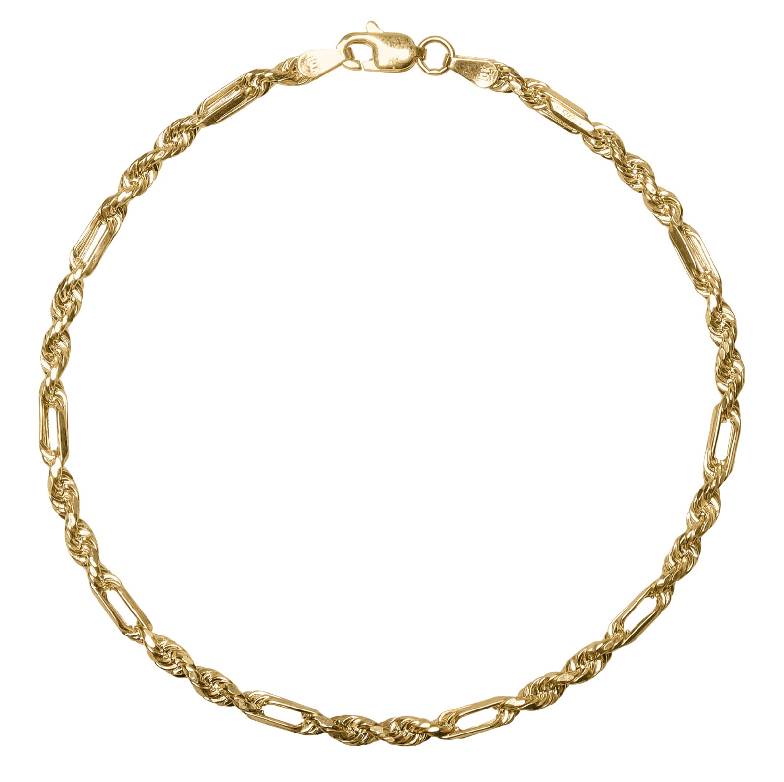 Pulsera Torzal Figaro Esclava Oro 10k Italiano 21cm - 3mm