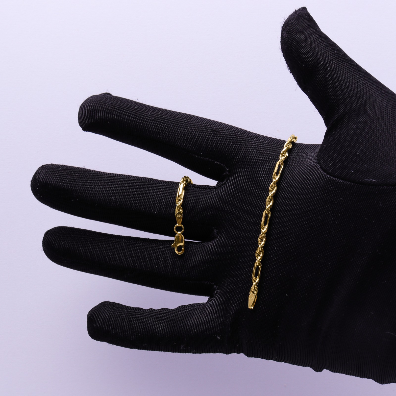 Pulsera Torzal Figaro Esclava Oro 10k Italiano 21cm - 3mm