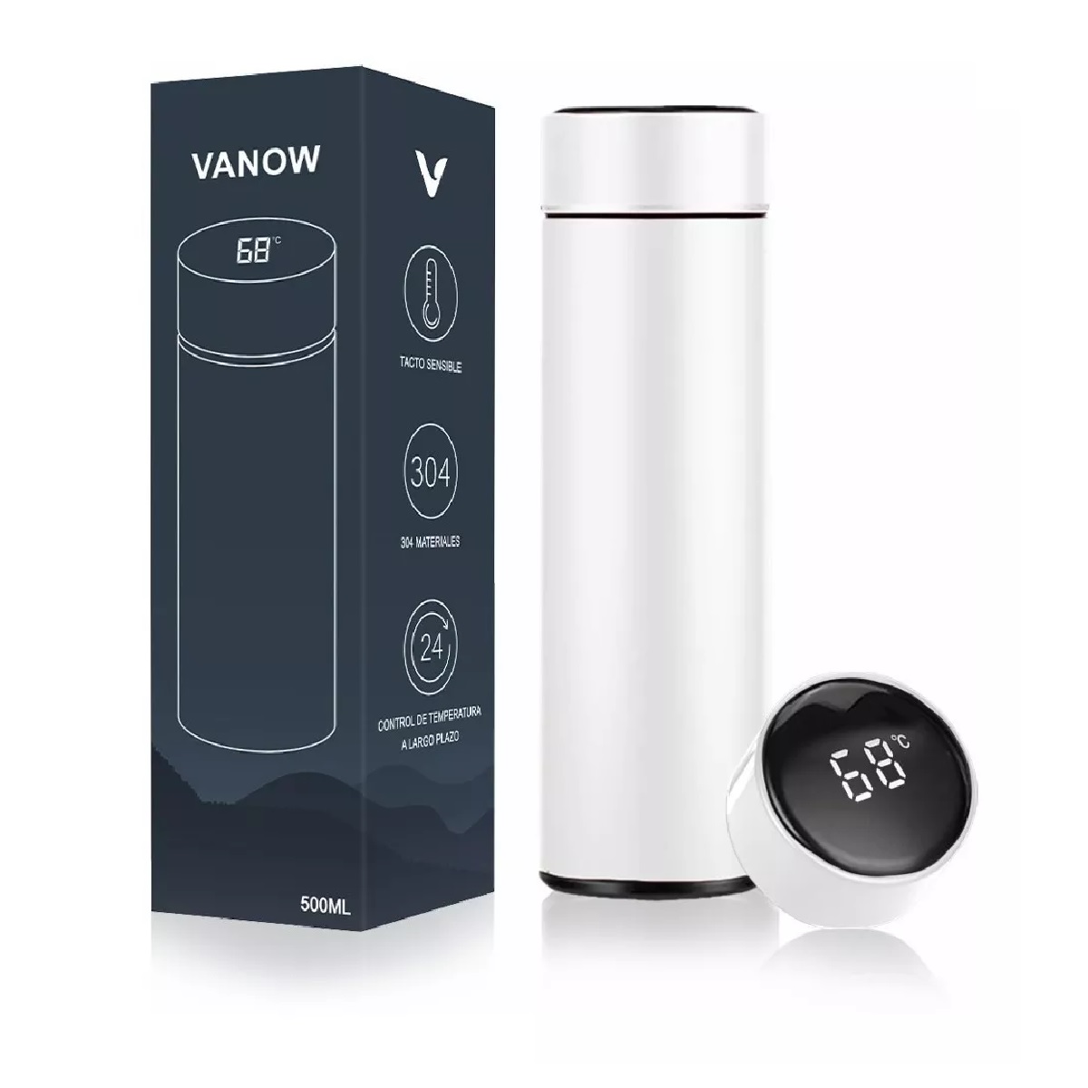 Termo Digital Inteligente De Acero Inoxidable 500ml Blanco