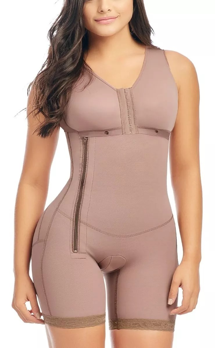 Faja Colombiana Postoperatoria Con Brasier Y Cierre Lateral. Fajas Colombianas Postparto Para Mujer Alta Compresion.