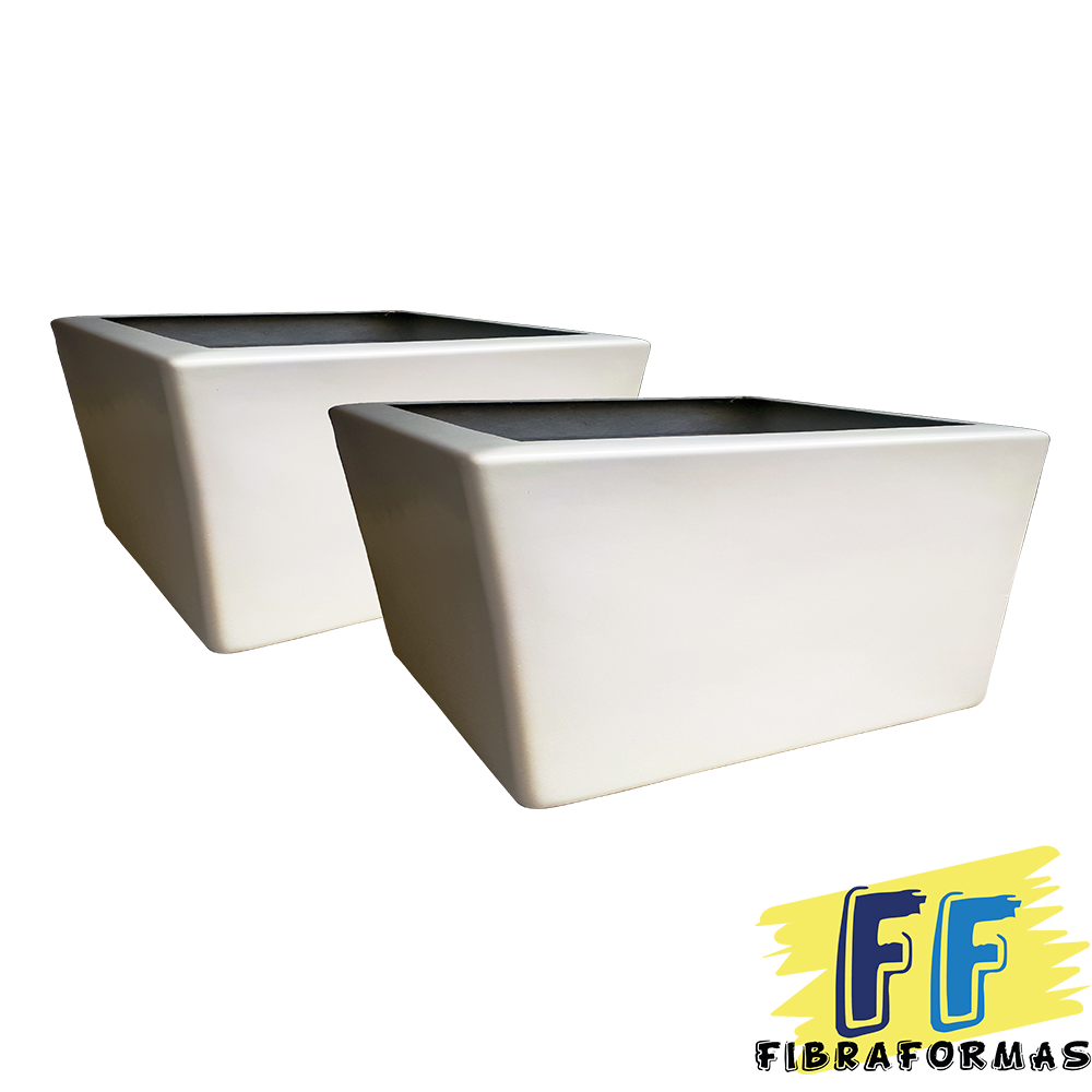 Maceta de Fibra de Vidrio Mod. Arenero Blanco 