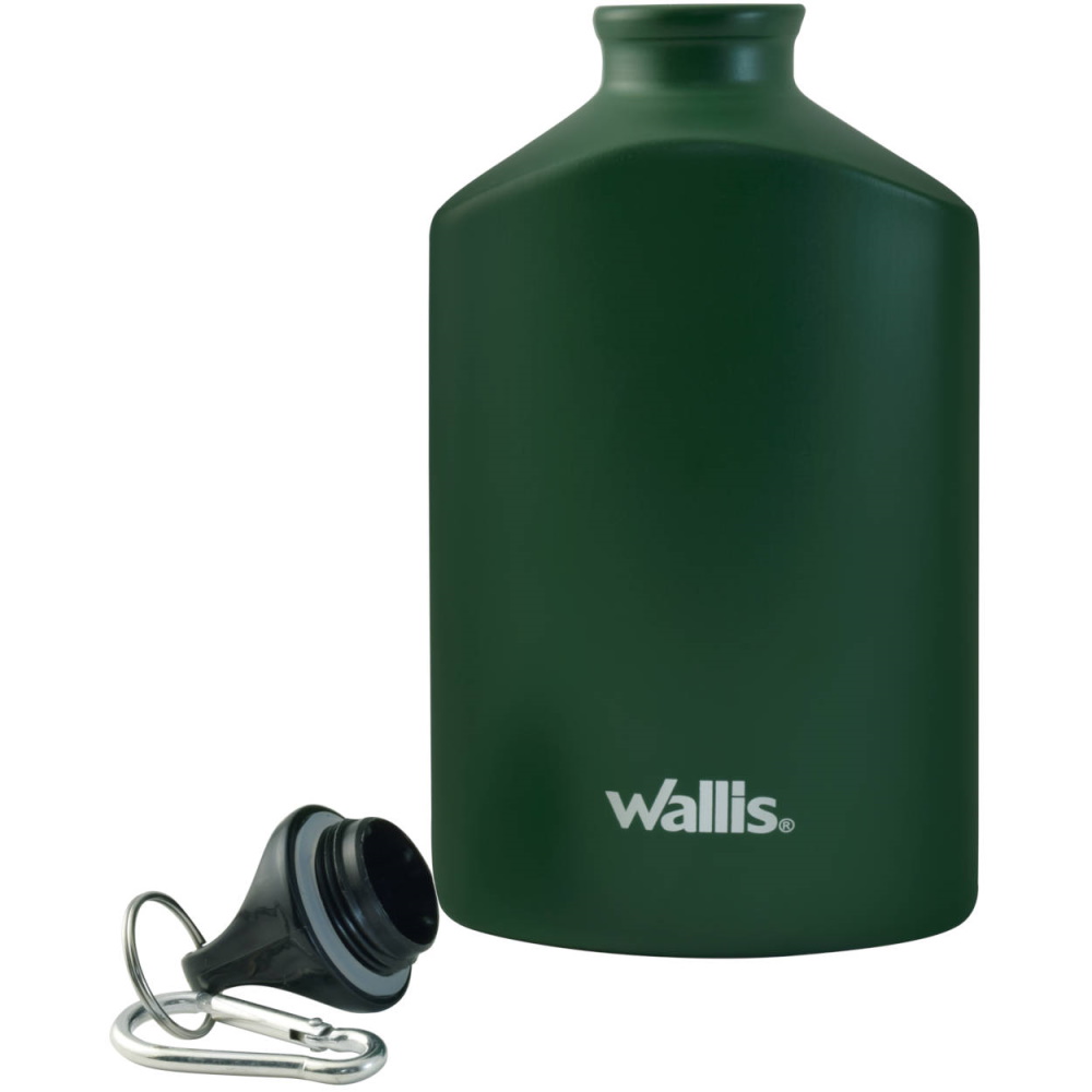 Botella Plana 500ml Aluminio C/Gancho Verde Militar Wallis
