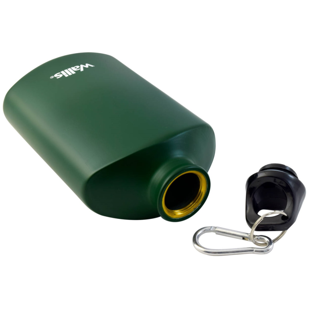 Botella Plana 500ml Aluminio C/Gancho Verde Militar Wallis