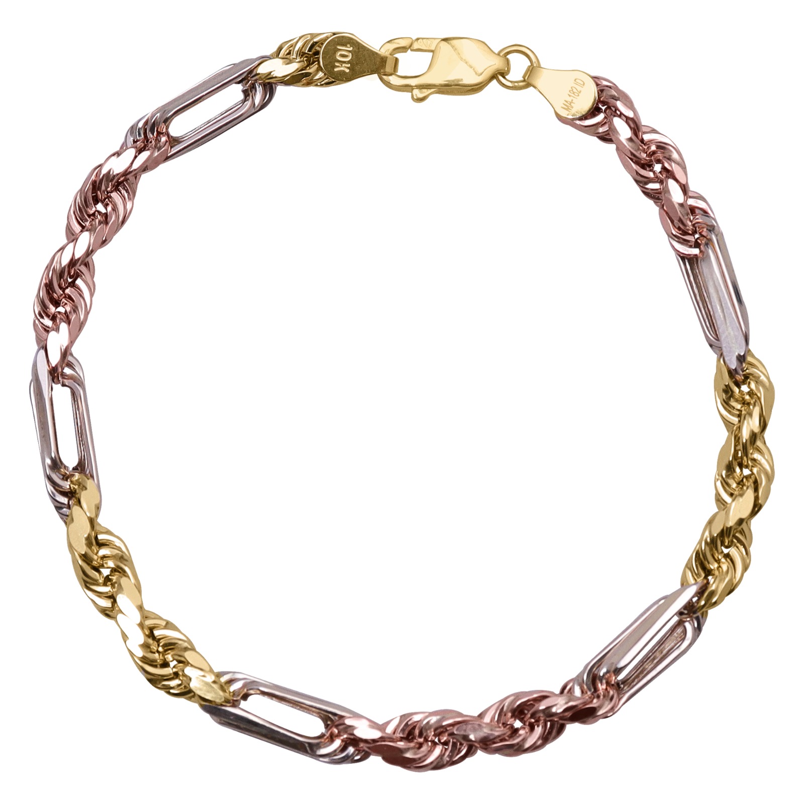 Pulsera Torzal Figaro Esclava Oro 10k Italiano 21cm - 5.5mm
