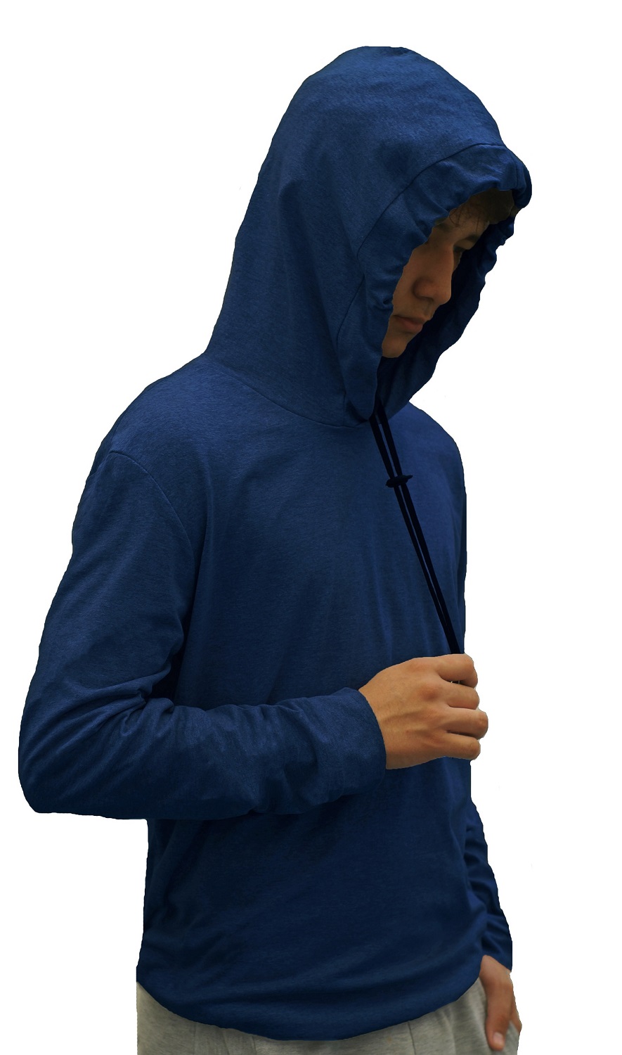 Playera Manga Larga Con Gorro Hombre Basica Capucha Agujeta .