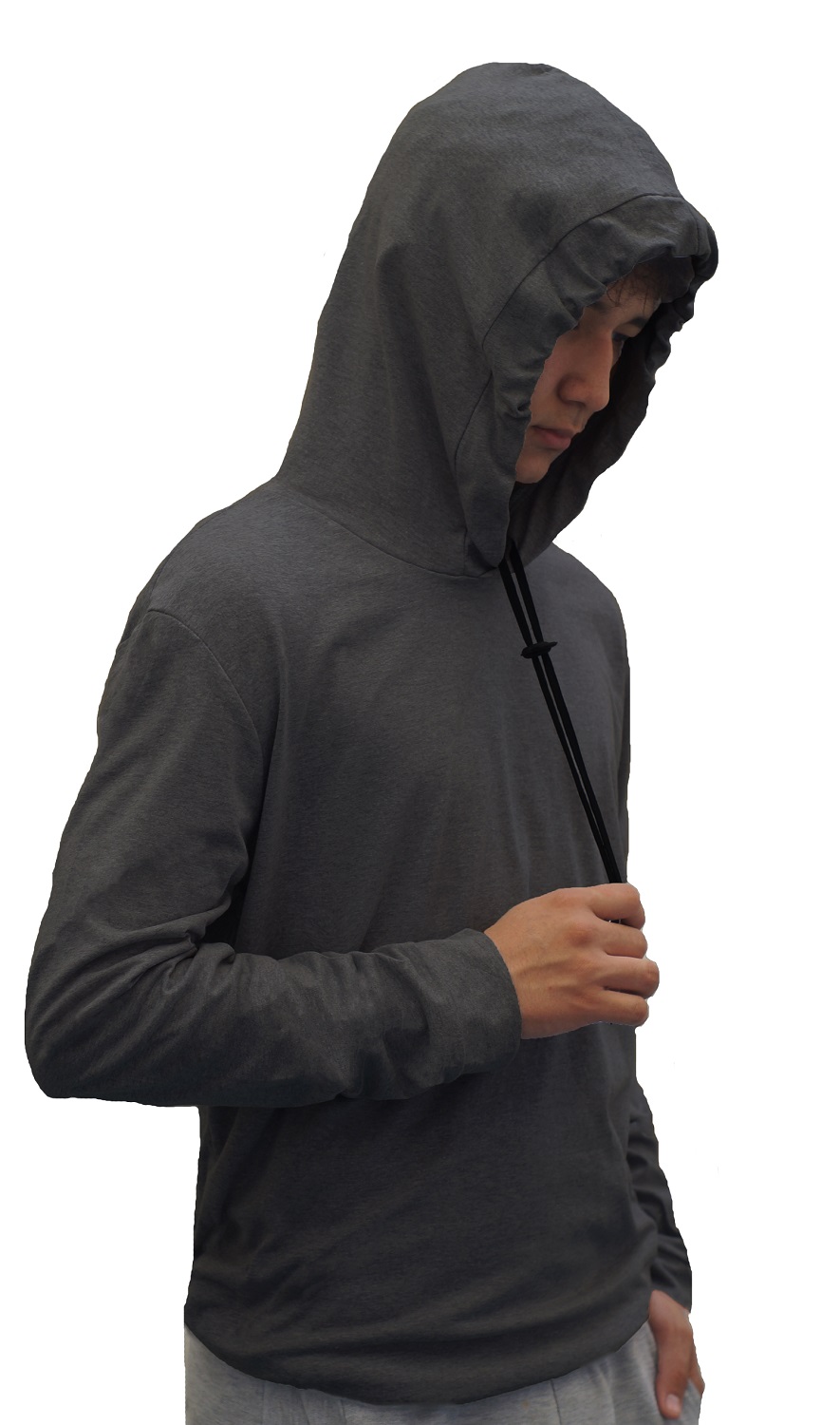 Playera Manga Larga Con Gorro Hombre Basica Capucha Agujeta .