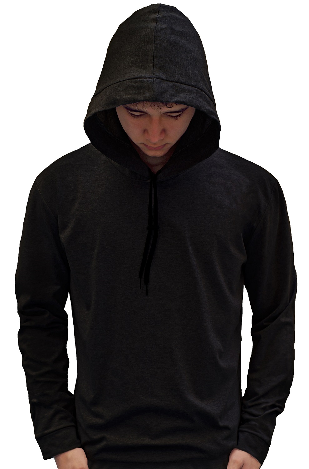 Playera Manga Larga Con Gorro Hombre Basica Capucha Agujeta .