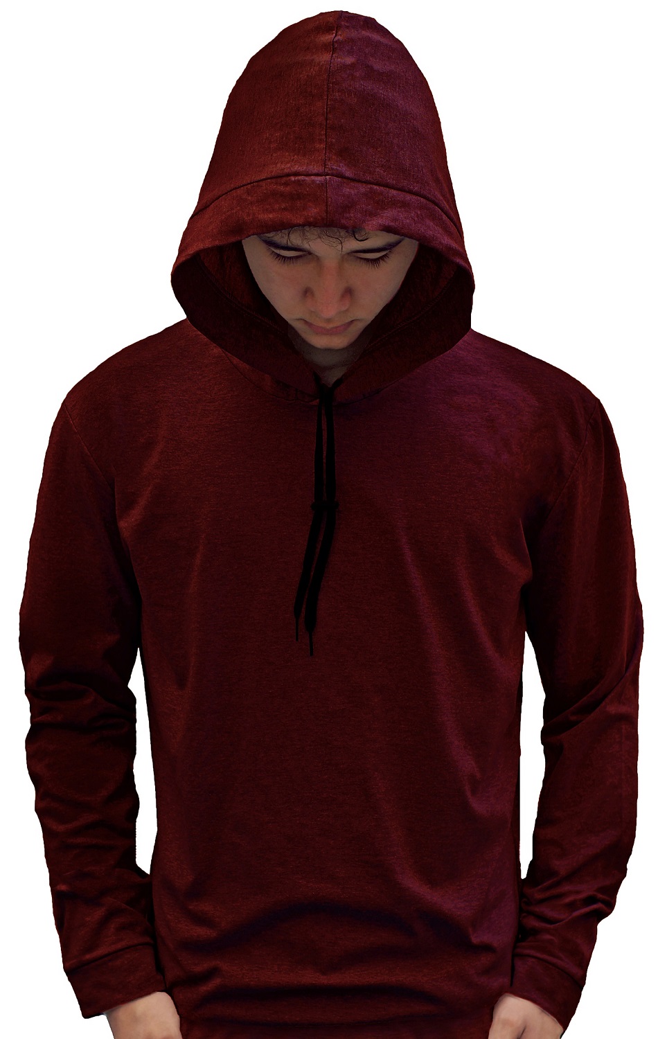 Playera Manga Larga Con Gorro Hombre Basica Capucha Agujeta .