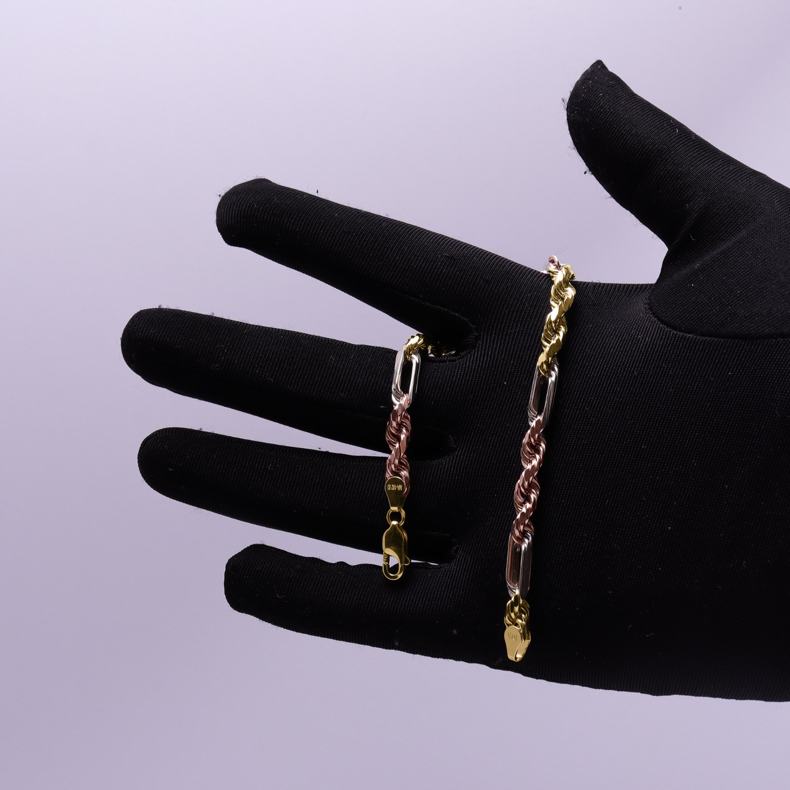 Pulsera Torzal Figaro Esclava Oro 10k Italiano 21cm - 5.5mm