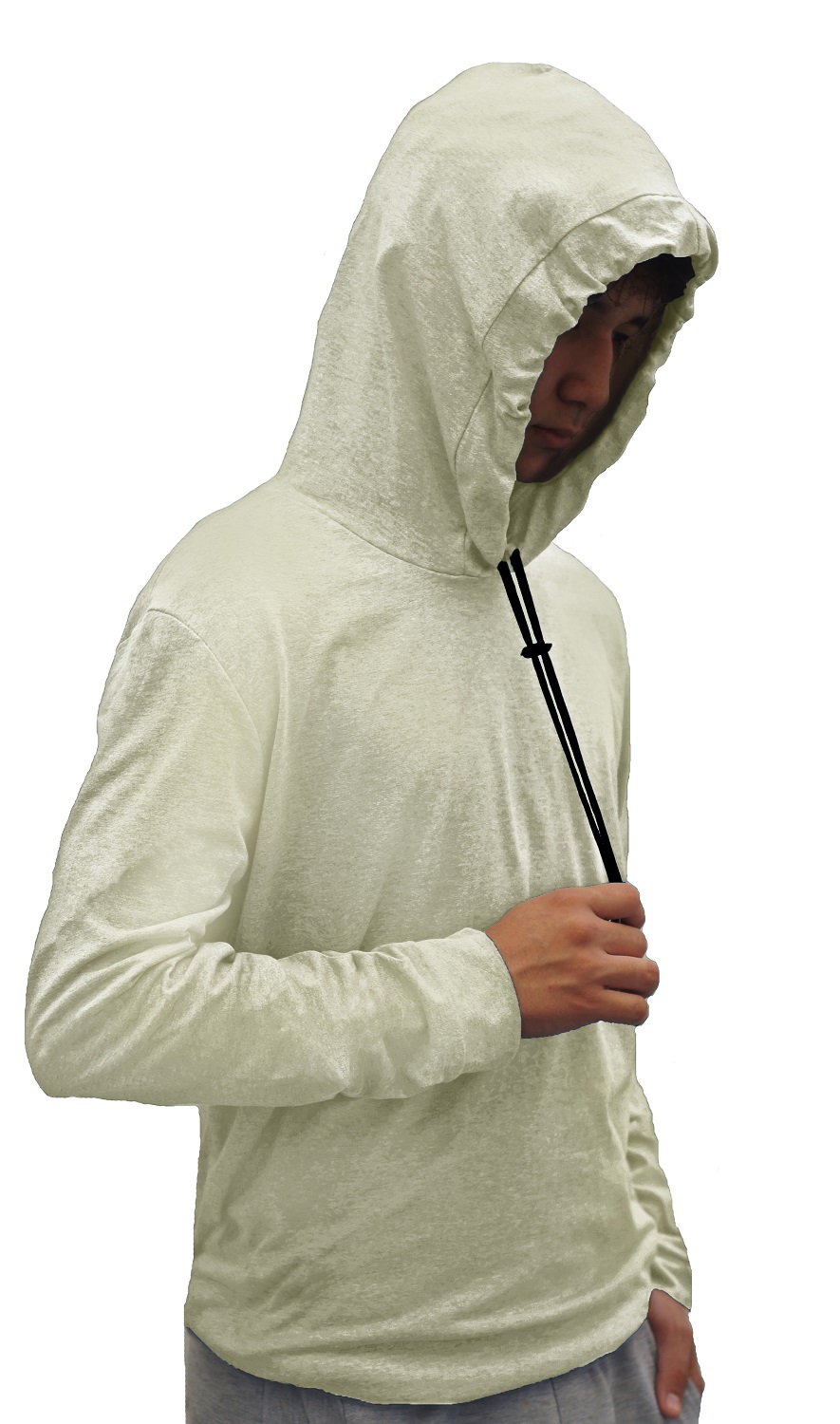 Playera Manga Larga Con Gorro Hombre Basica Capucha Agujeta .