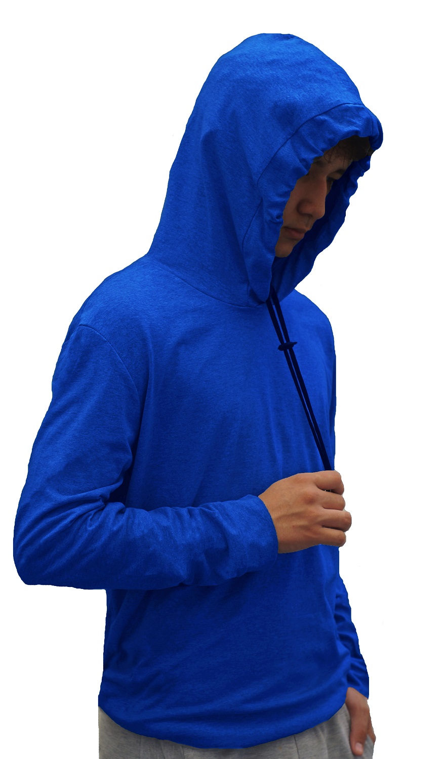 Playera Manga Larga Con Gorro Hombre Basica Capucha Agujeta .