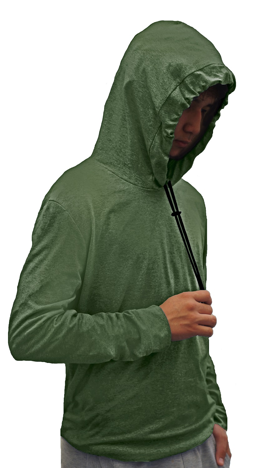 Playera Manga Larga Con Gorro Hombre Basica Capucha Agujeta .