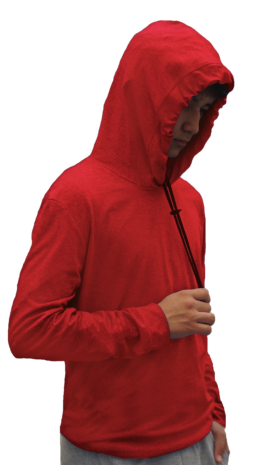 Playera Manga Larga Con Gorro Hombre Basica Capucha Agujeta .