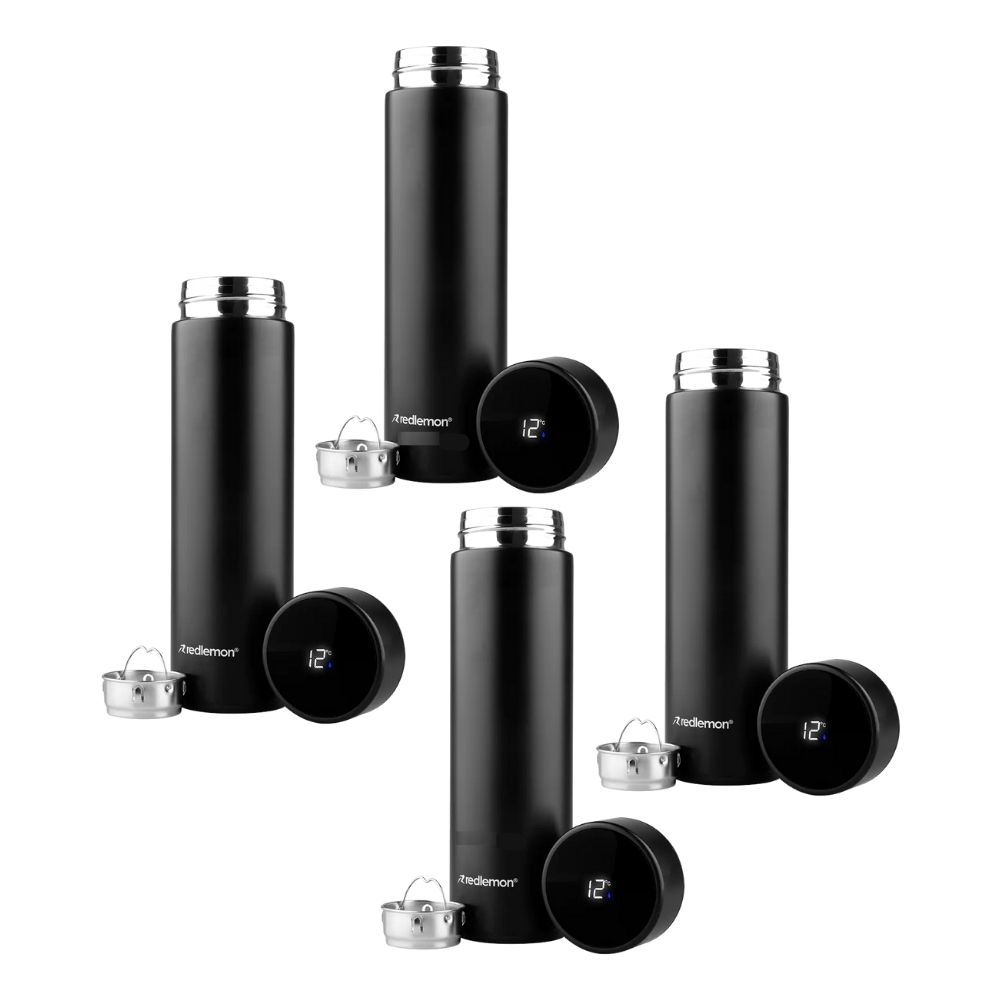 4 Pz Termo Digital Inteligente Temperatura Acero Inoxidable 500ml