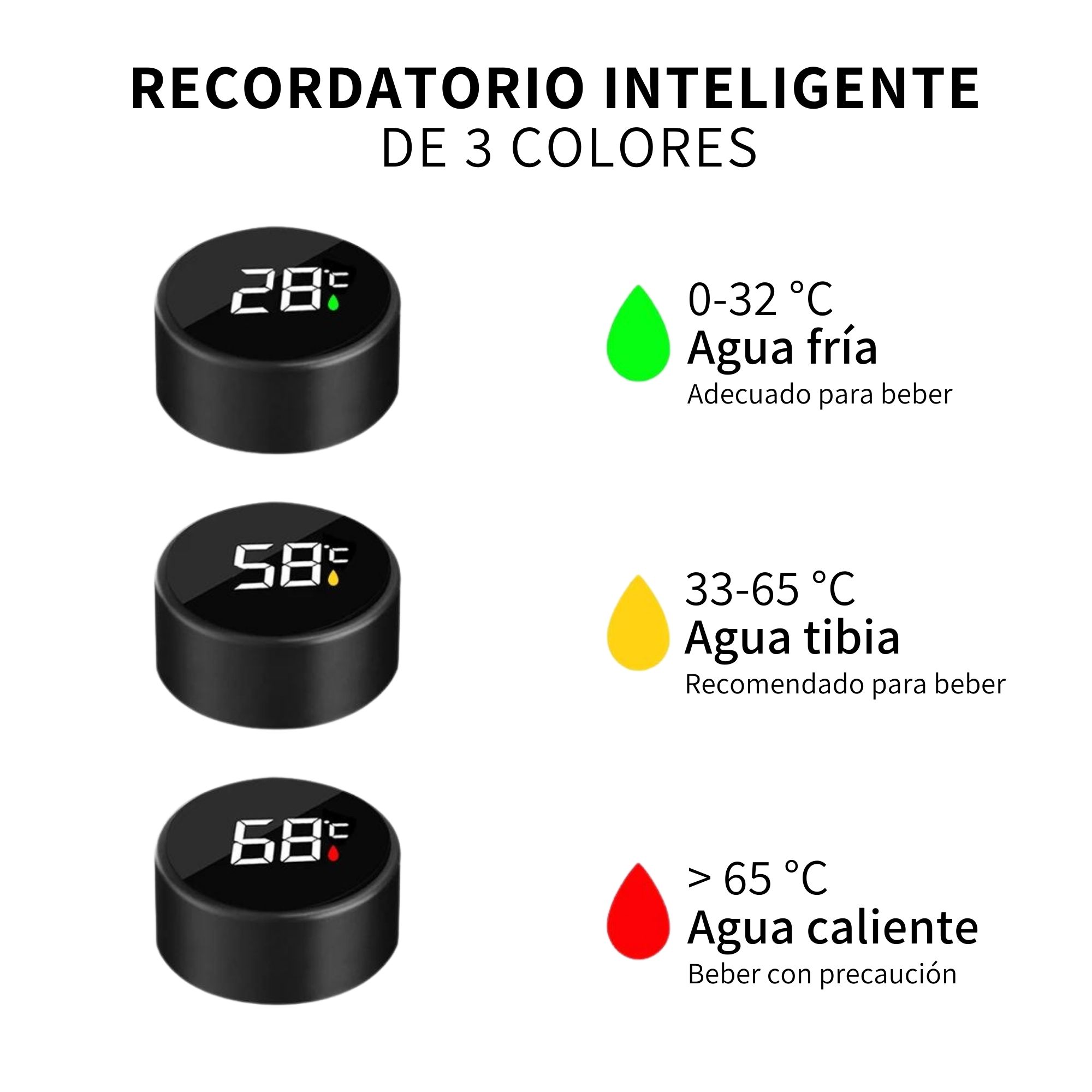 4 Pz Termo Digital Inteligente Temperatura Acero Inoxidable 500ml