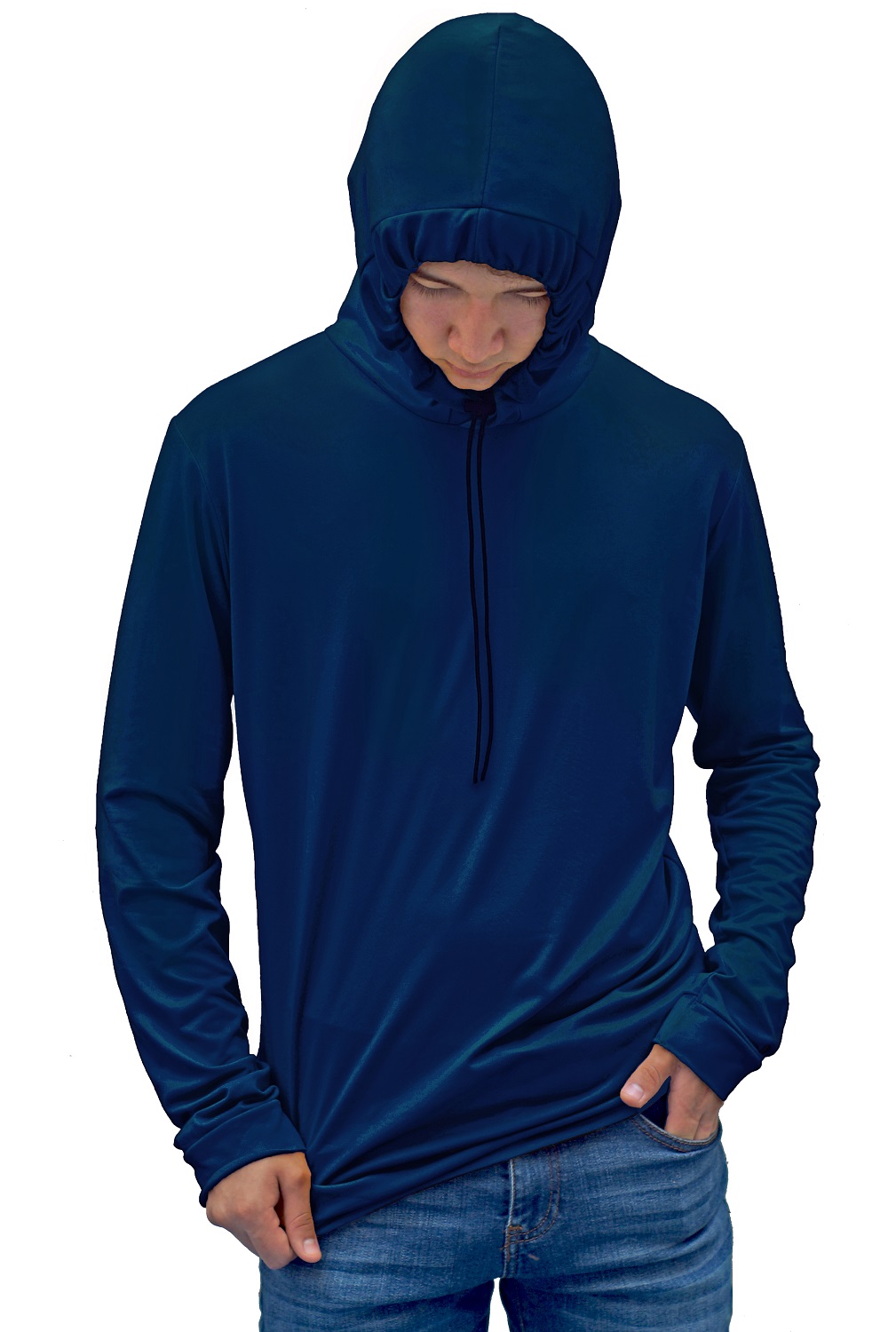 Playera Manga Larga Calada Delgadas Y Gorro Cordon.