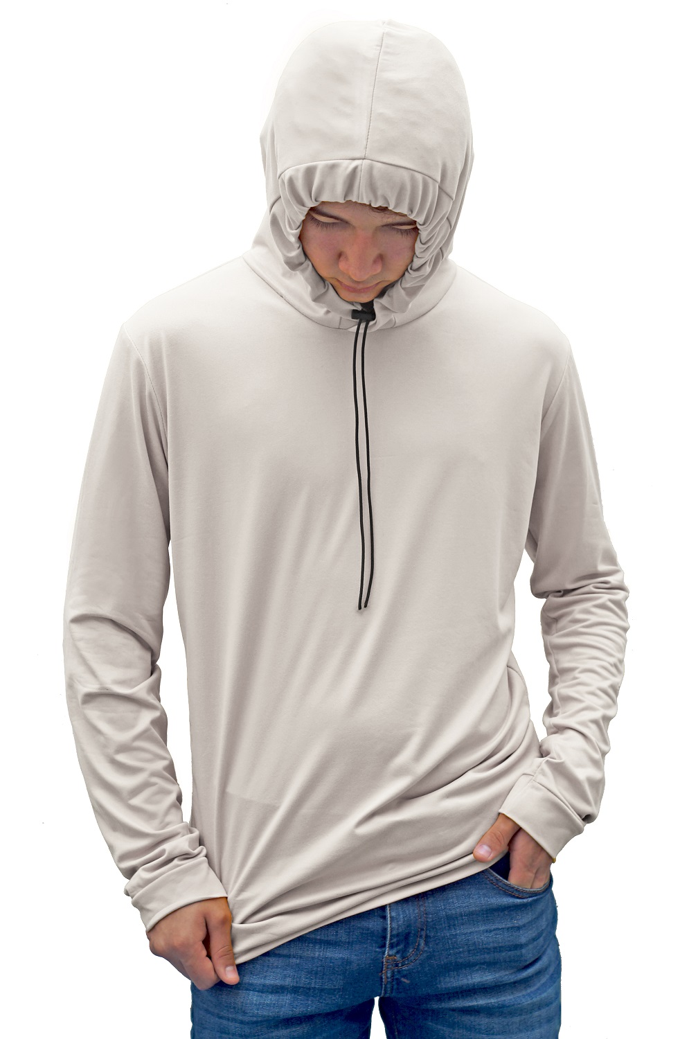 Playera Manga Larga Calada Delgadas Y Gorro Cordon.