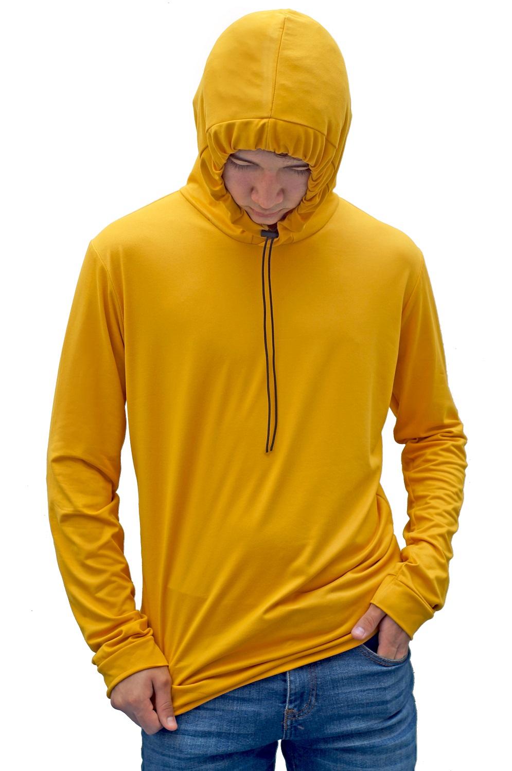 Playera Manga Larga Calada Delgadas Y Gorro Cordon.