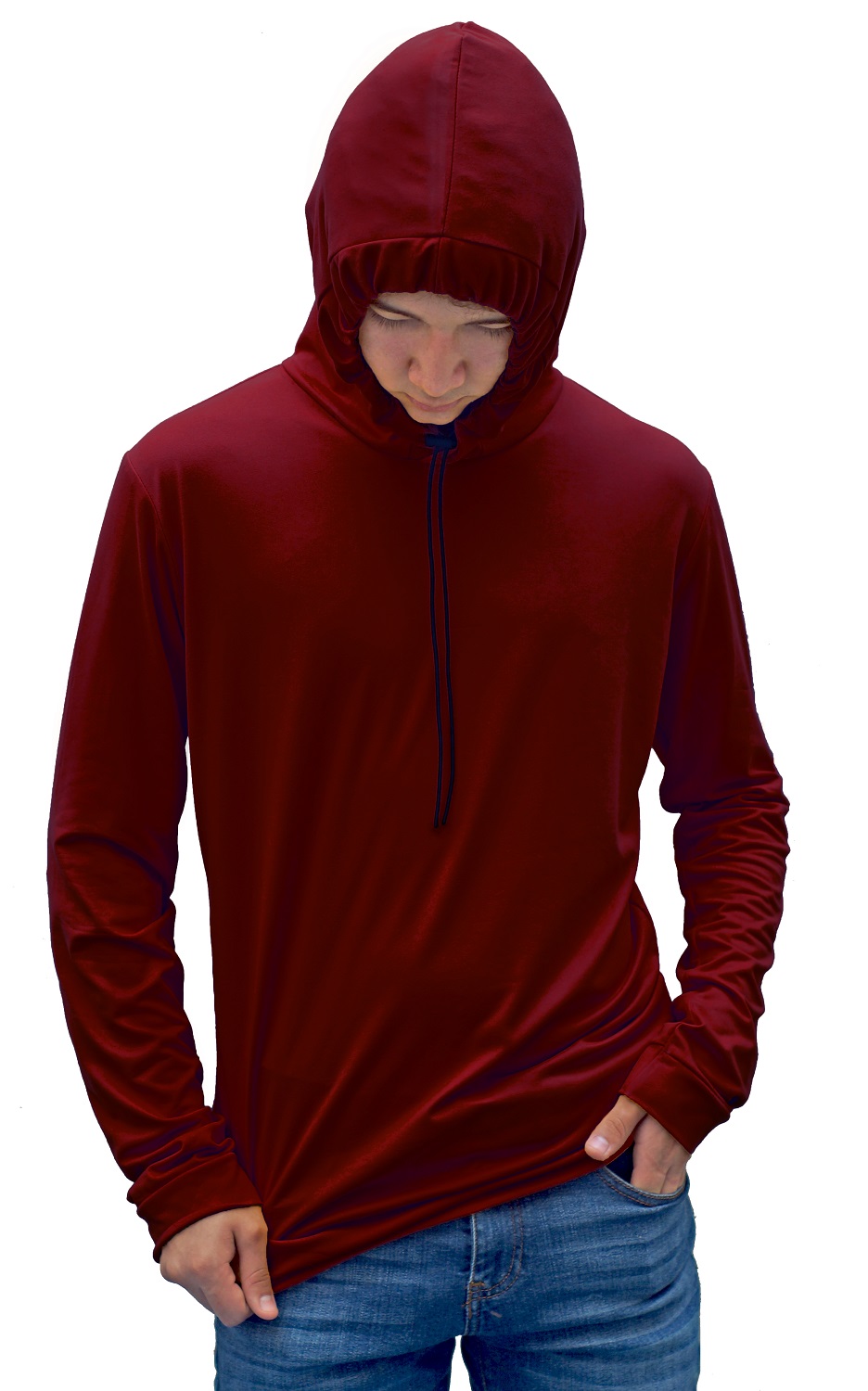 Playera Manga Larga Calada Delgadas Y Gorro Cordon.