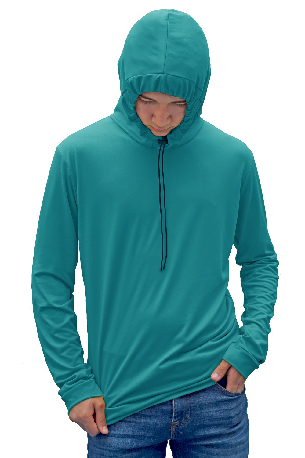 Playera Manga Larga Calada Delgadas Y Gorro Cordon.