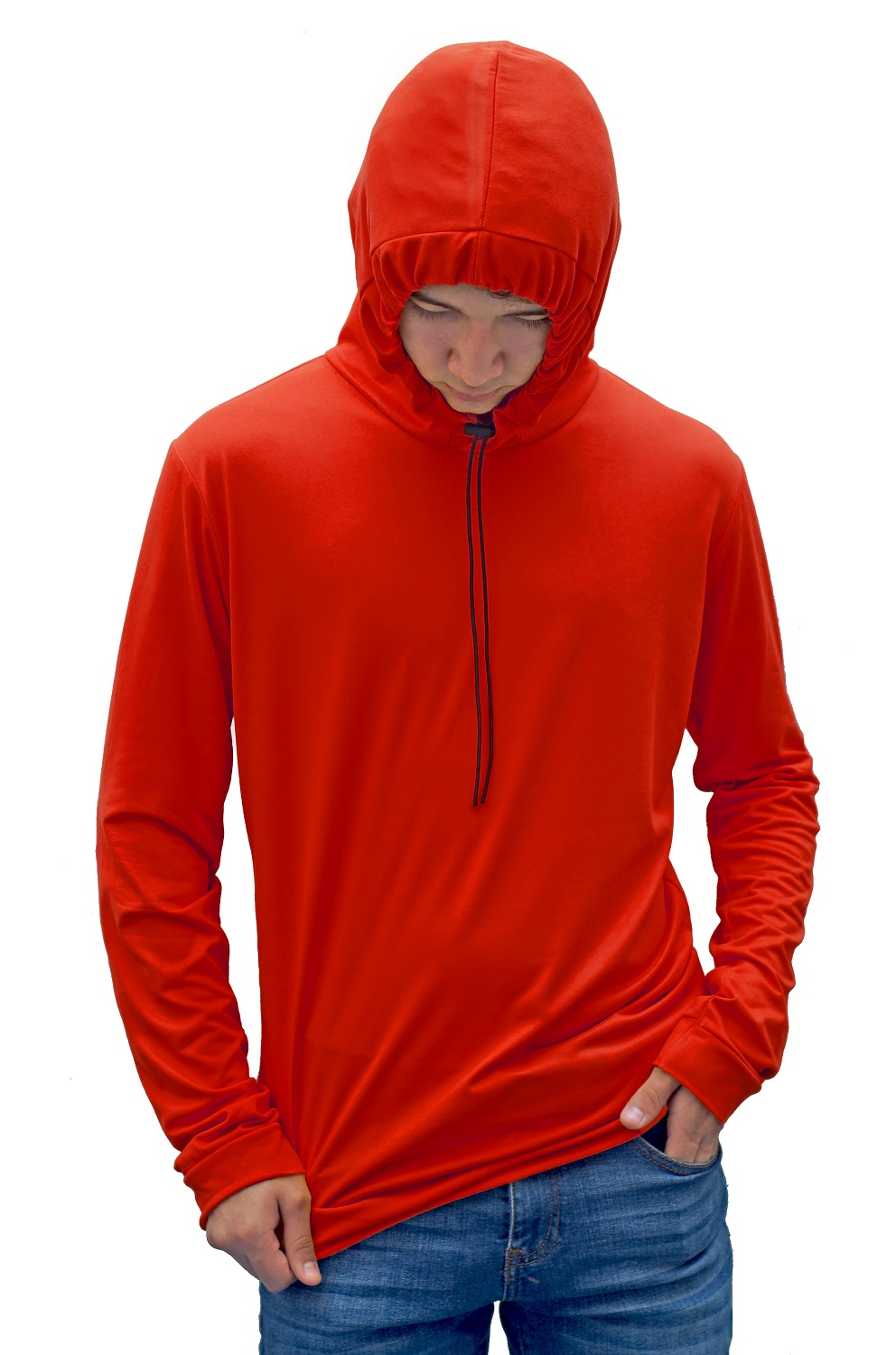 Playera Manga Larga Calada Delgadas Y Gorro Cordon.