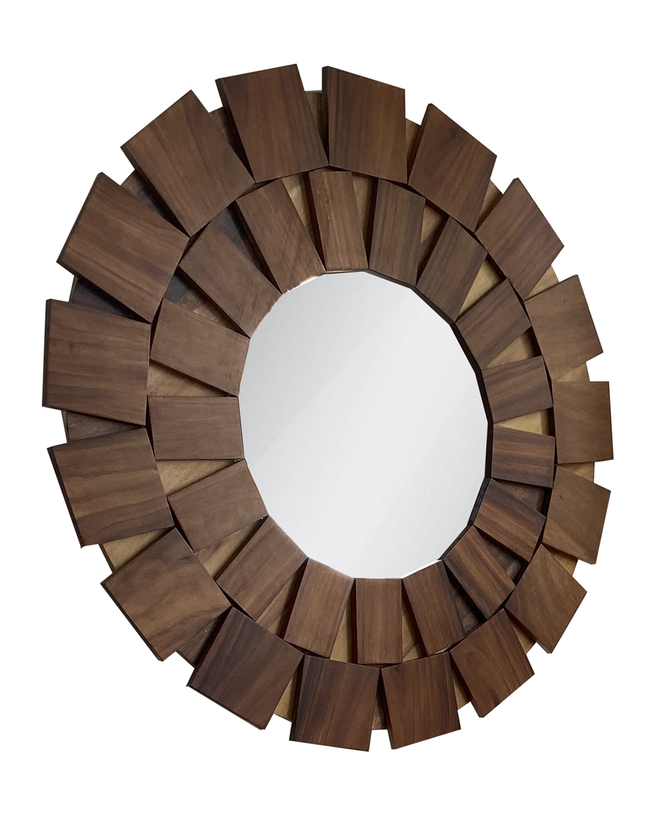 Espejo redondo con marco de Madera Parota 