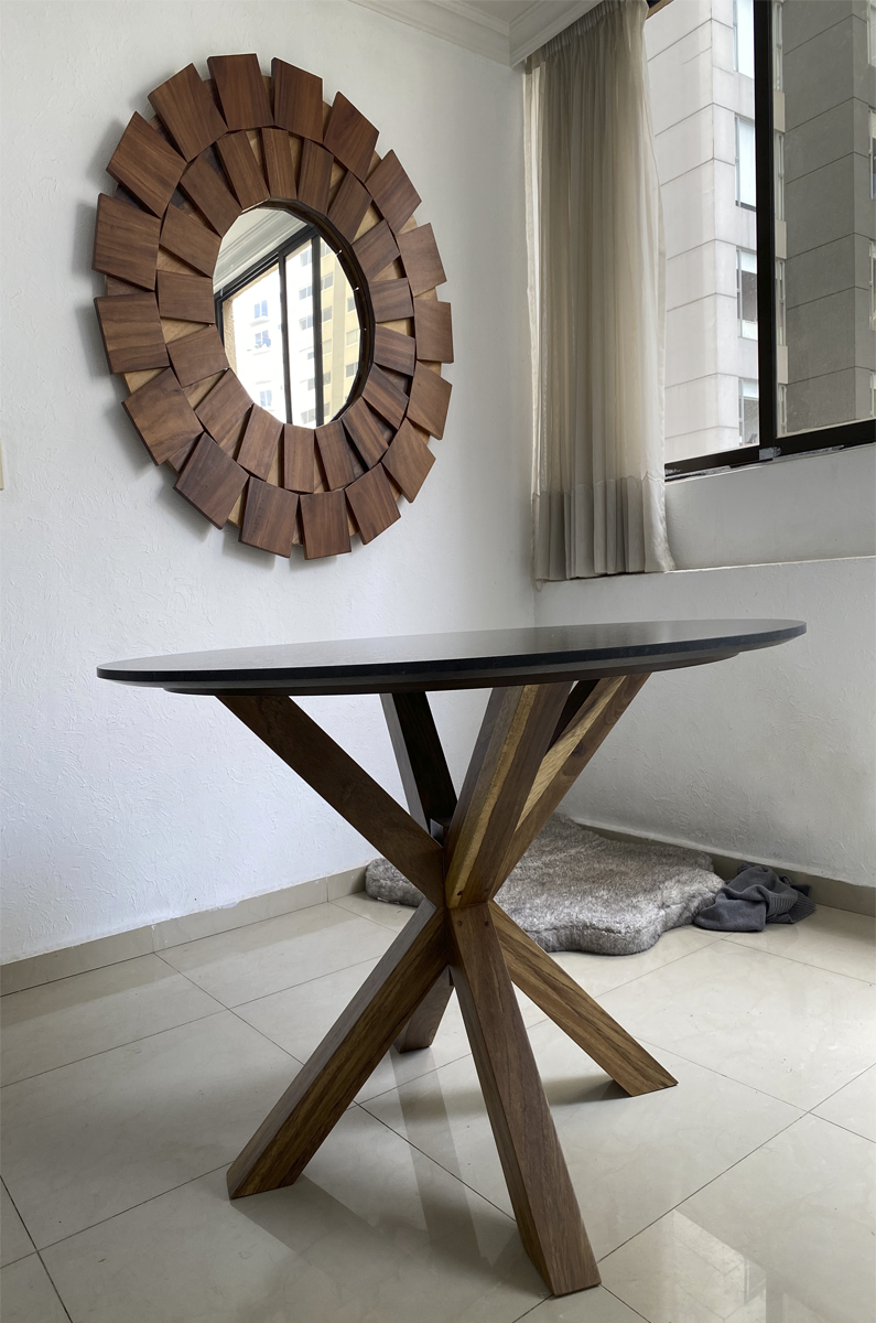 Espejo redondo con marco de Madera Parota 