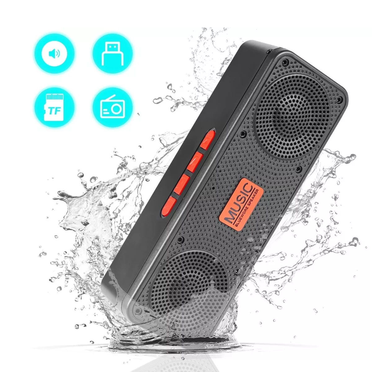 Bocinas Sonido Bluetooth 5.0 Subwoofer Altavoces Portátiles Rojo