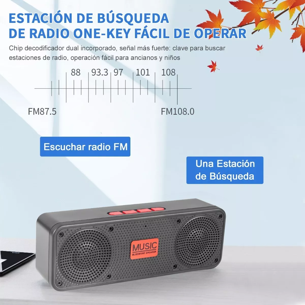 Bocinas Sonido Bluetooth 5.0 Subwoofer Altavoces Portátiles Rojo