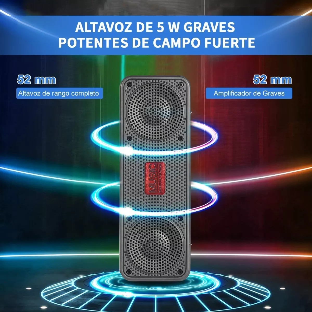 Bocinas Sonido Bluetooth 5.0 Subwoofer Altavoces Portátiles Rojo