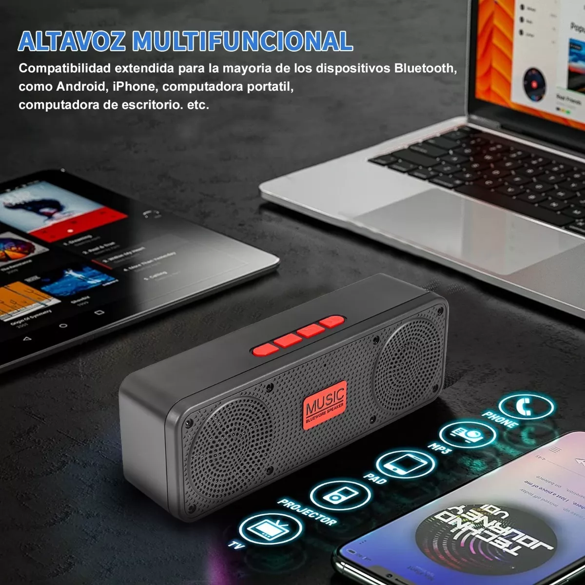 Bocinas Sonido Bluetooth 5.0 Subwoofer Altavoces Portátiles Rojo