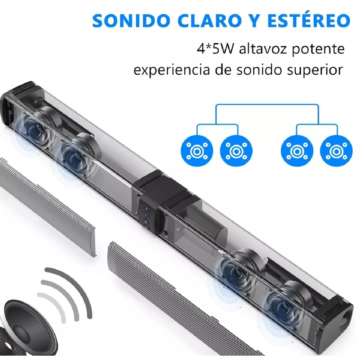 Barra De Sonido Eleoption Desmontable Y Recargable Bluetooth