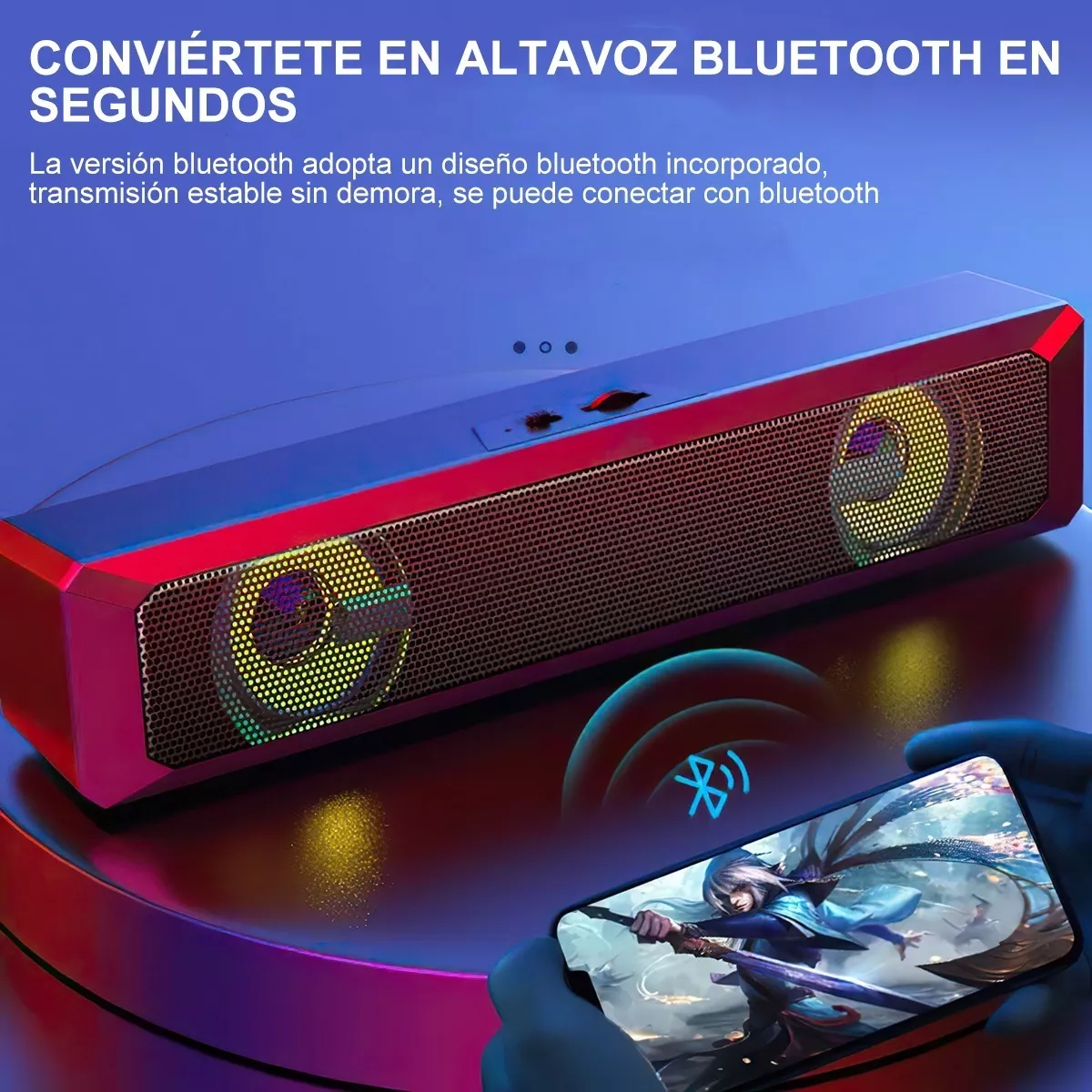 Barra De Sonido Recargable Rgb Con Bluetooth Para Juegos