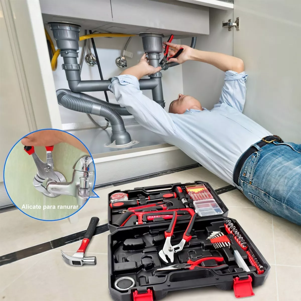 Kit De Herramientas Mecánicas Manuales 108 Pcs Con Matraca