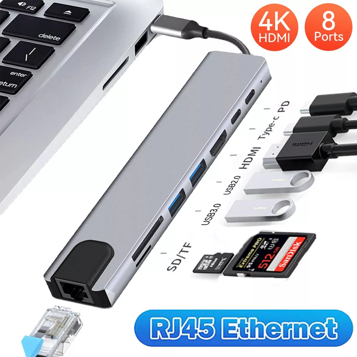 Adaptador Usb C A Doble Hdmi 2 Monitores 4k Extendido Pc