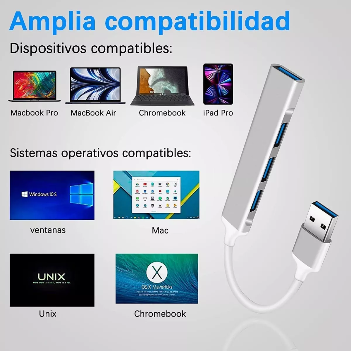 4 En 1 Usb Hub Adaptador Para Laptop Usb 3.0 Tipo C 5gbps