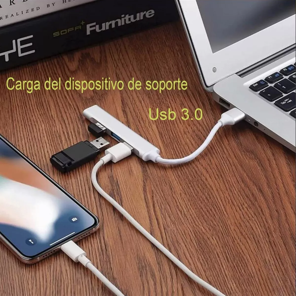 4 En 1 Usb Hub Adaptador Para Laptop Usb 3.0 Tipo C 5gbps