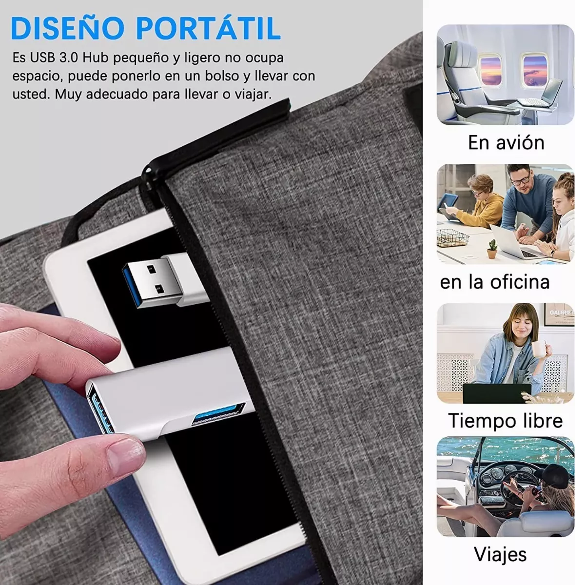 4 En 1 Usb Hub Adaptador Para Laptop Usb 3.0 Tipo C 5gbps