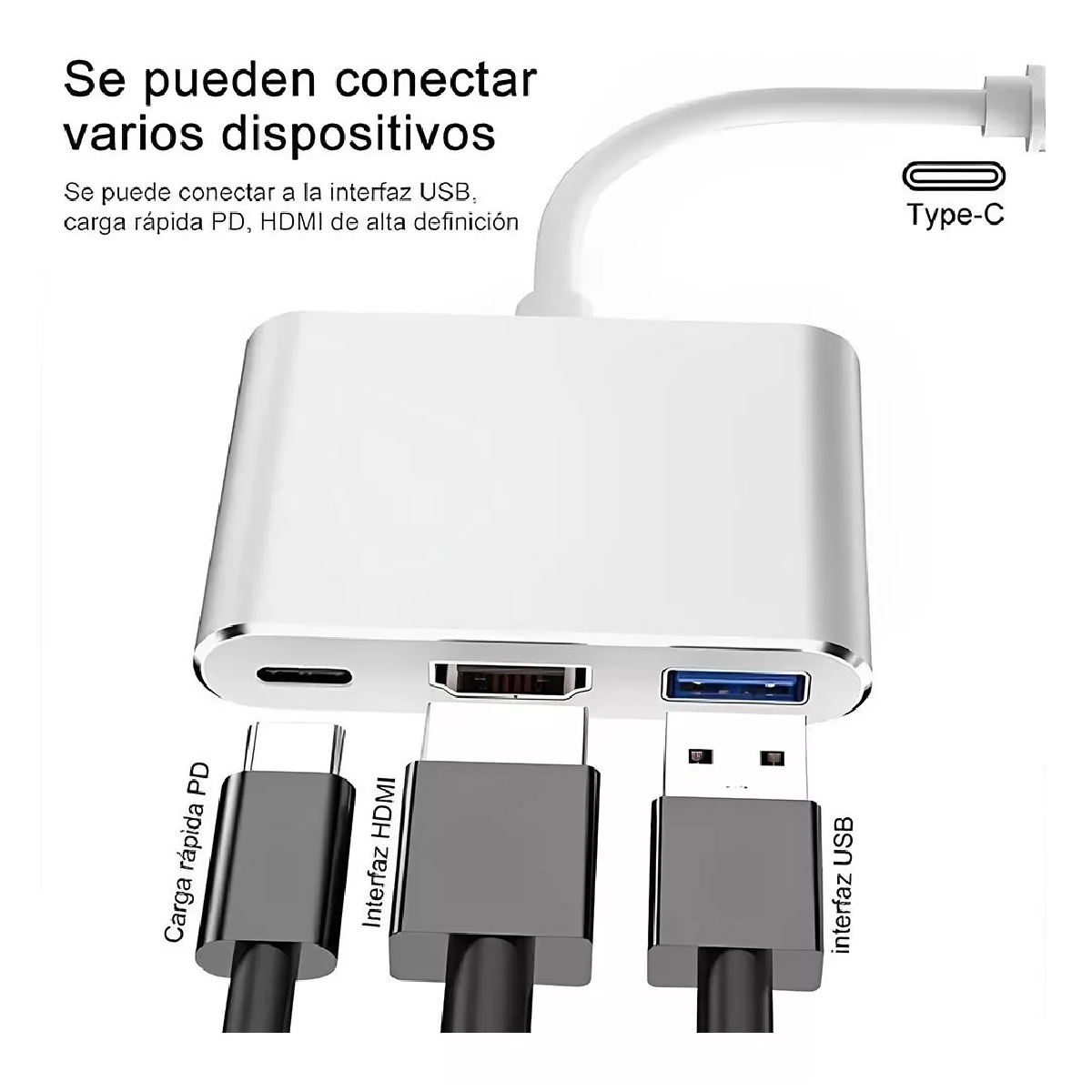 Adaptador Convertidor Hub Usb C A Hdmi 4k Usb 3.0 Y Tipo C