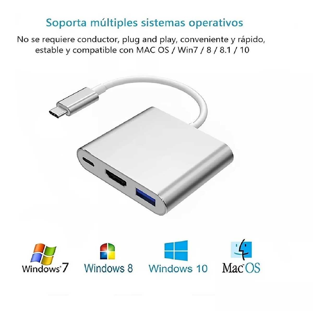 Adaptador Convertidor Hub Usb C A Hdmi 4k Usb 3.0 Y Tipo C