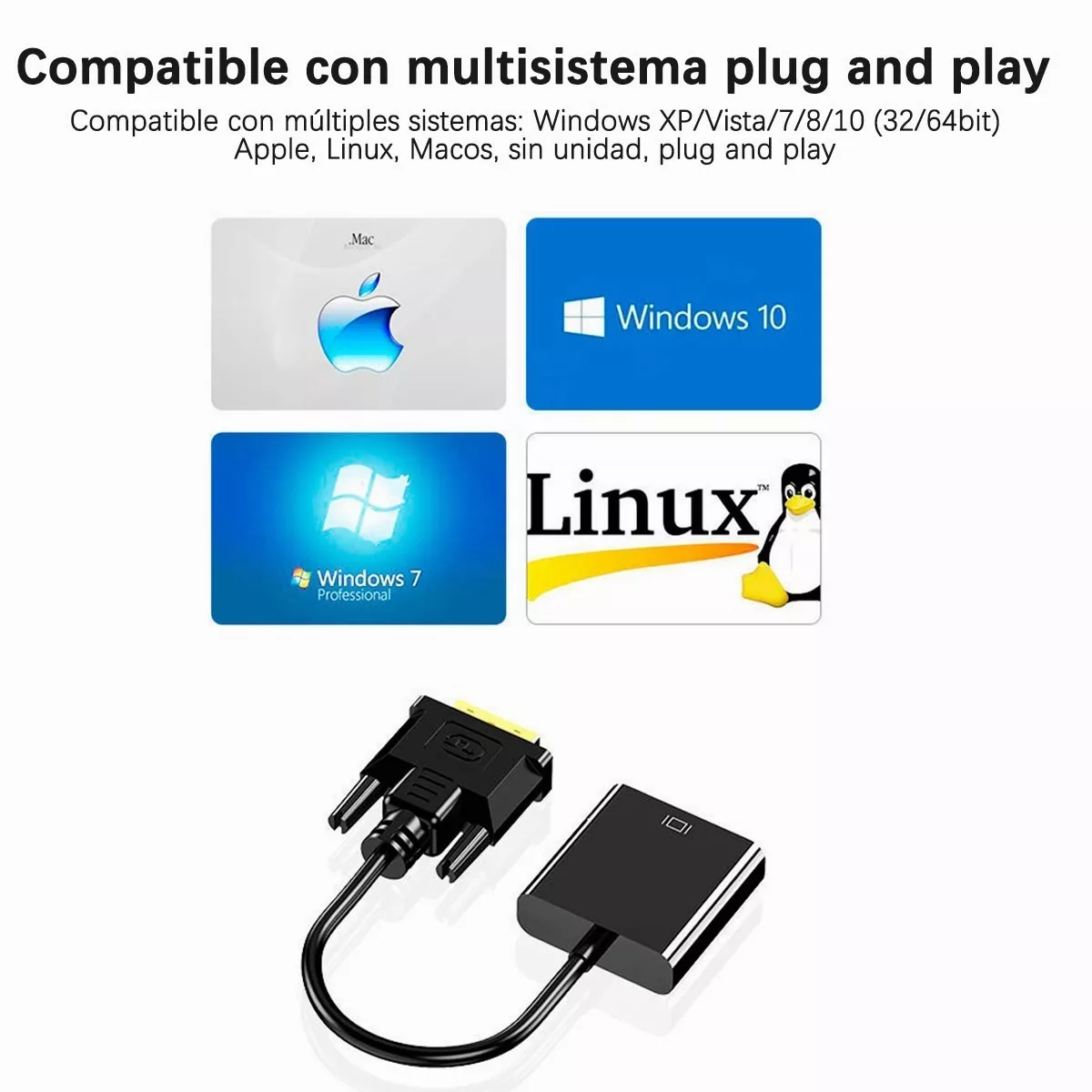Adaptador Convertidor De Dvi-d A Vga