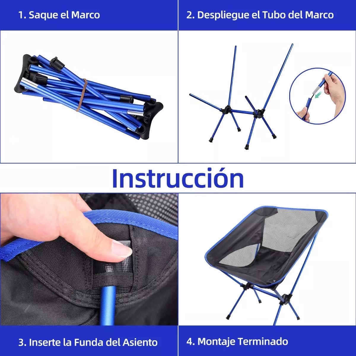 Silla Plegable Camping Y Playa Compacta Portátil Con Bolsa