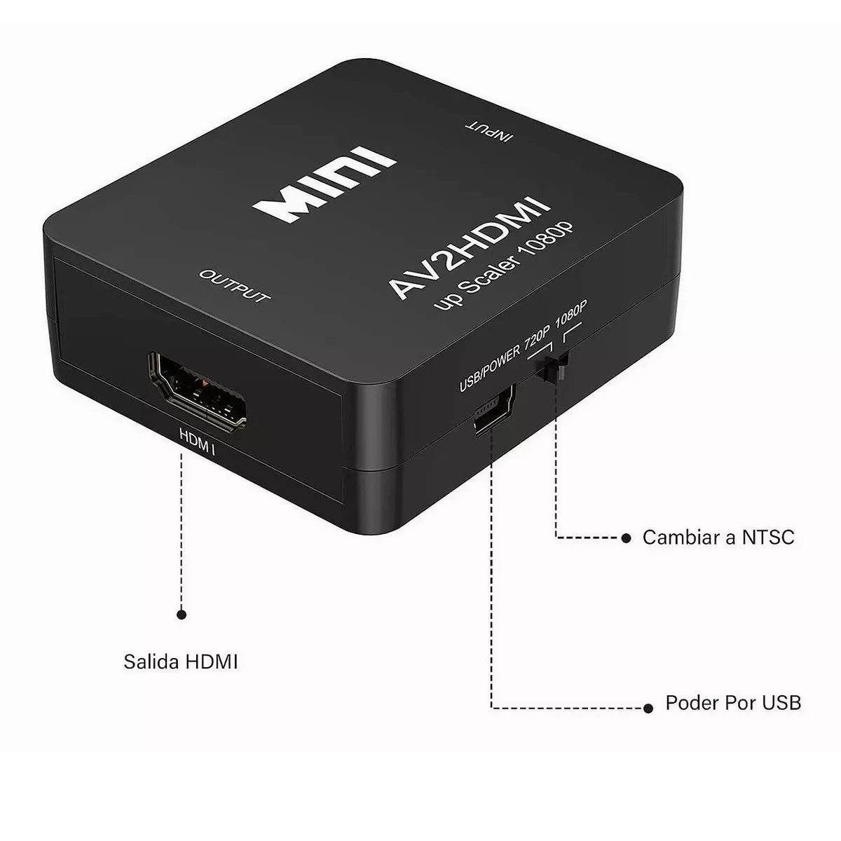 Adaptador Rca Vga A Hdmi 1080p Convertidor De Audio Y Video