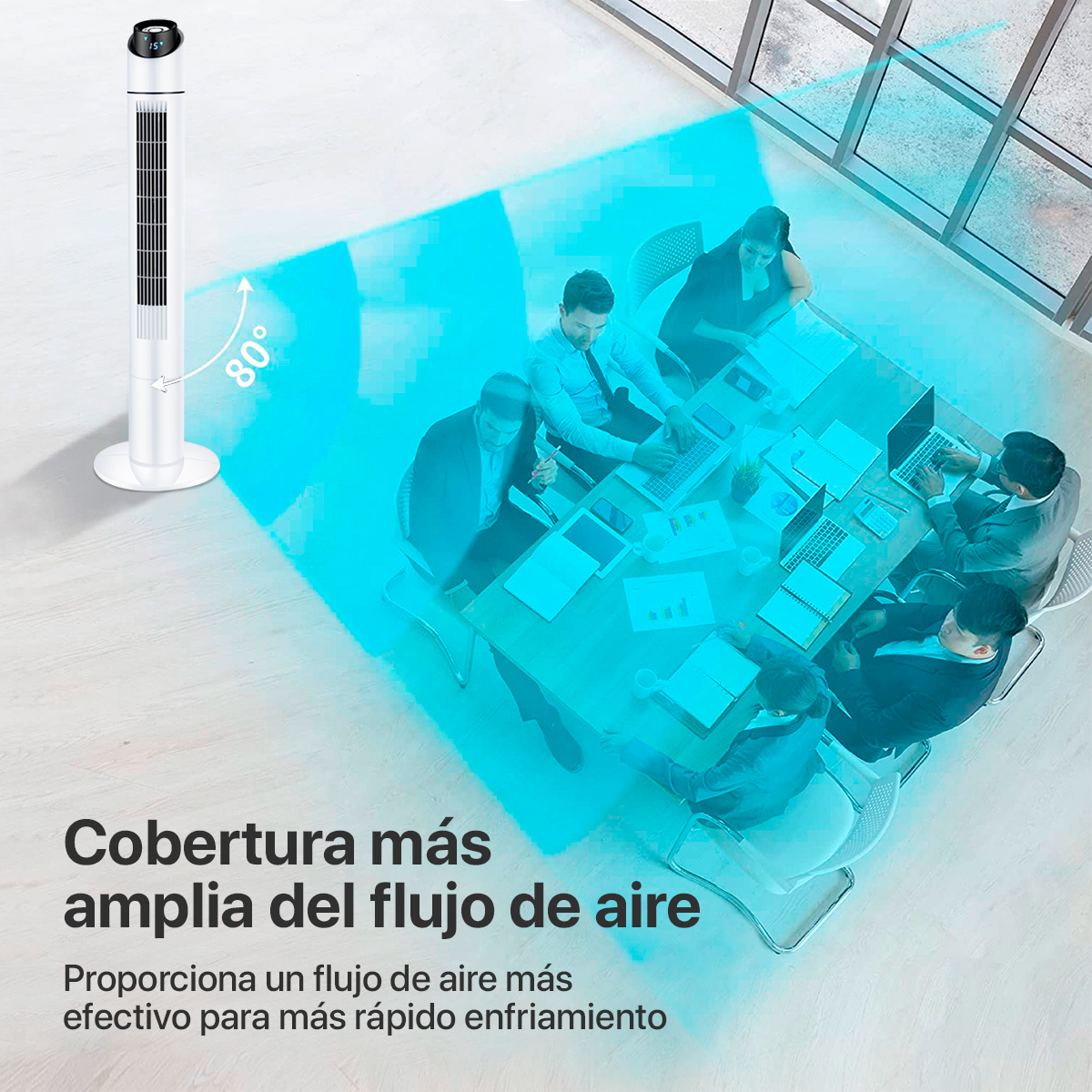 Ventilador de torre con ionizador Oscila 109cm Blanco + control remoto Beckon