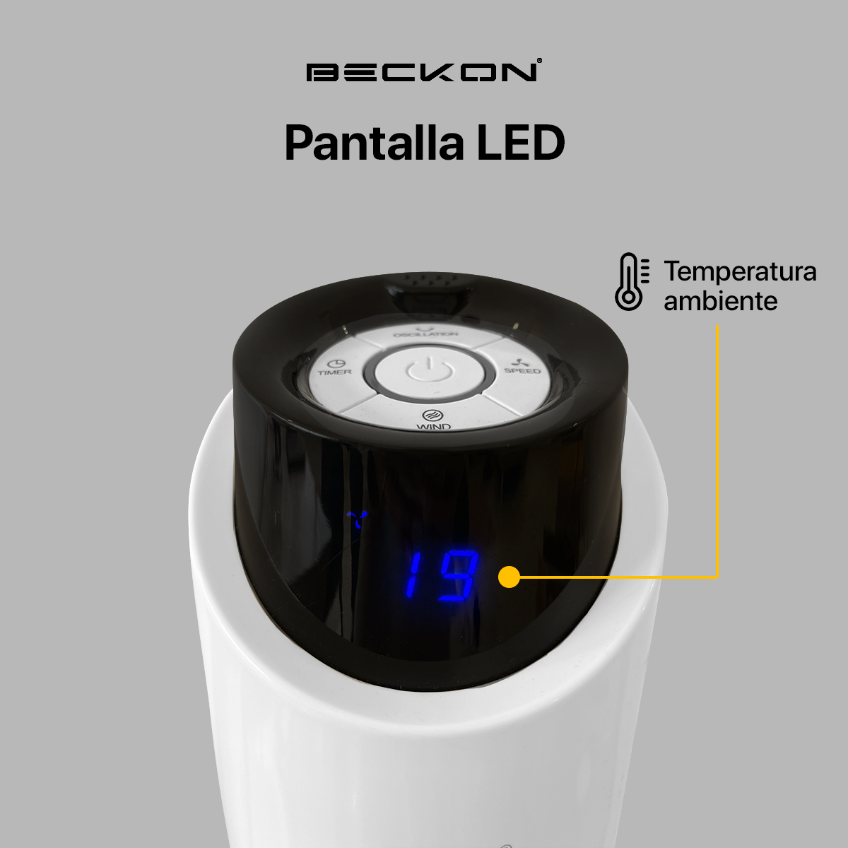 Ventilador de torre con ionizador Oscila 109cm Blanco + control remoto Beckon