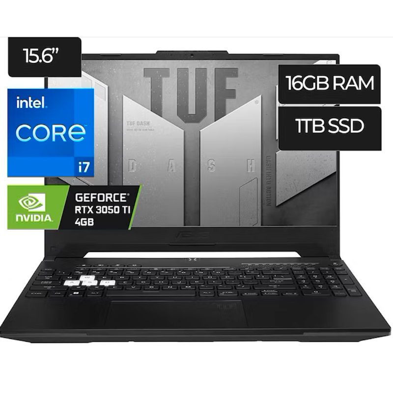 Laptop Asus Tuf Core I7 12650h F15 16gb Ram Ddr5 1tb Ssd Tarjeta de video Rtx 3050ti 4gb