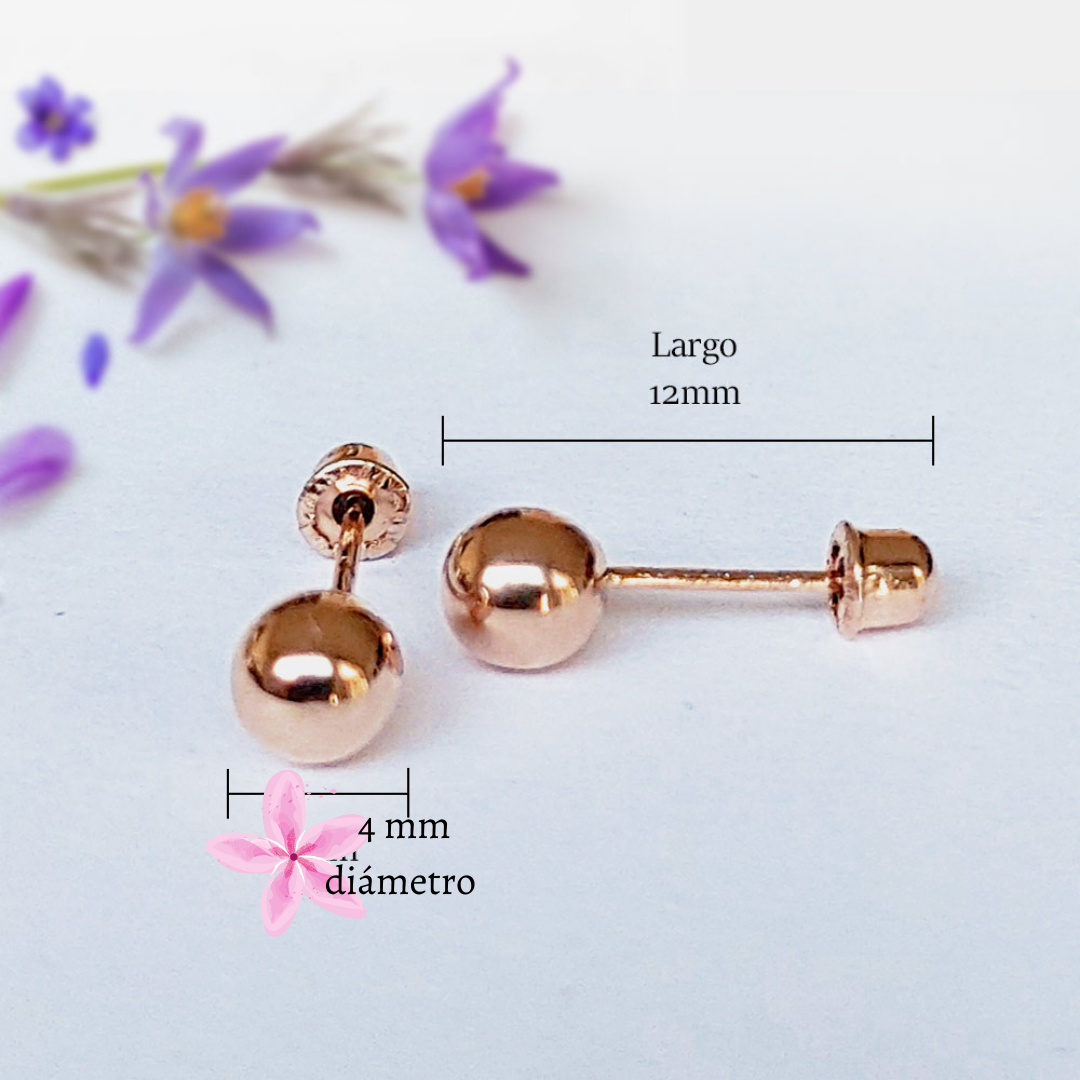 Aretes Dormilonas Authshine Oro amarillo 14 kilates 4mm mujer