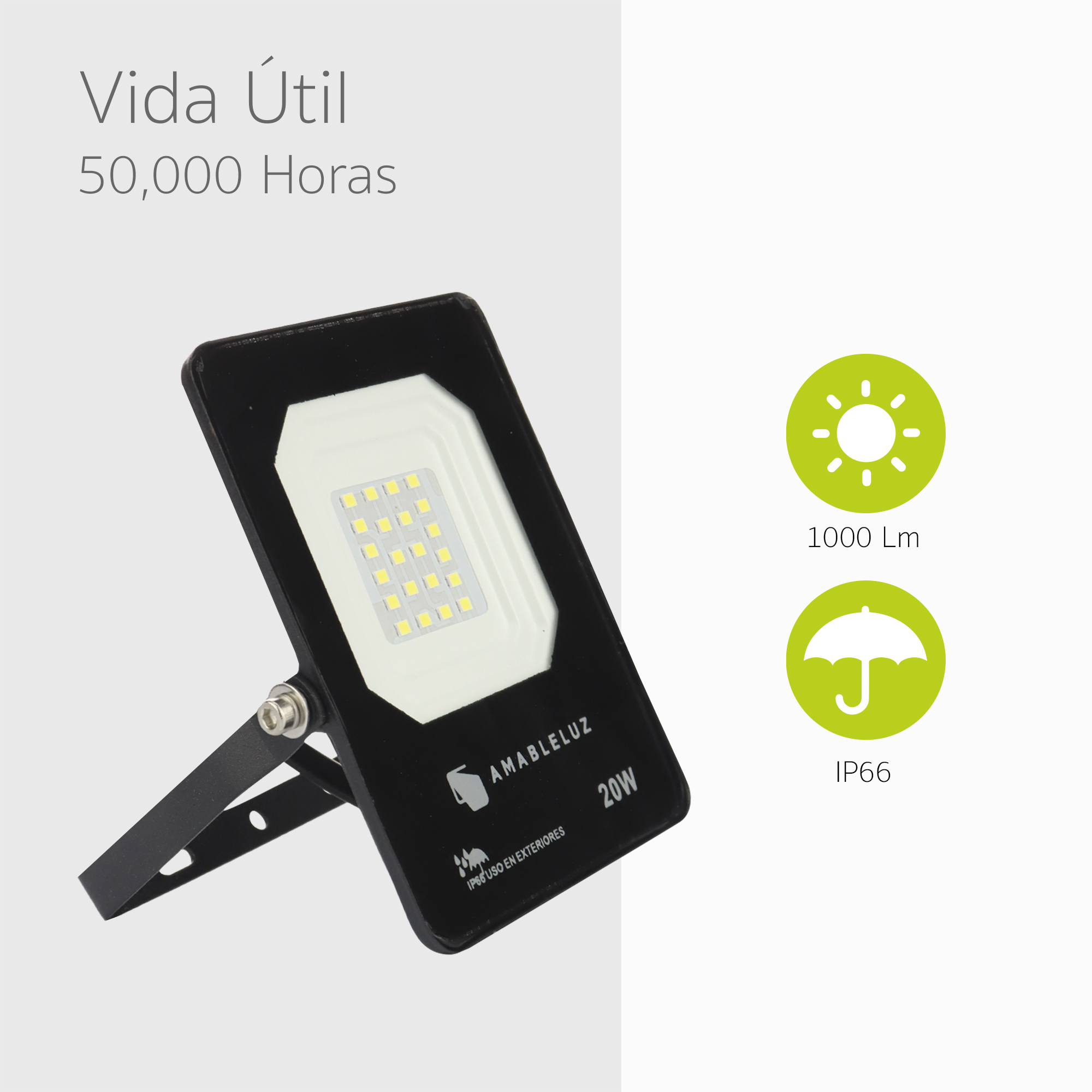 Reflector Luz Led Blanca 20w Portátil Retráctil